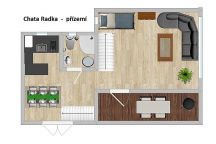 Camping Baldovec 5L Chata „RADKA“ luxusní patrová chata o ploše 76 m2.