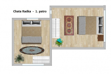 Camping Baldovec 5L Chata „RADKA“ luxusní patrová chata o ploše 76 m2.