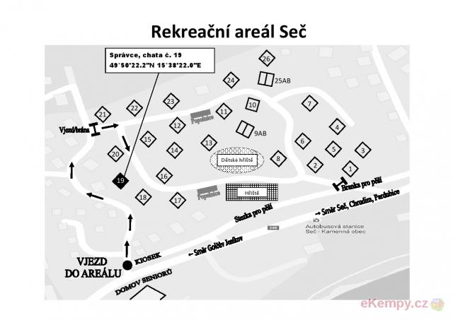 Rekreační areál Seč Mapa areálu