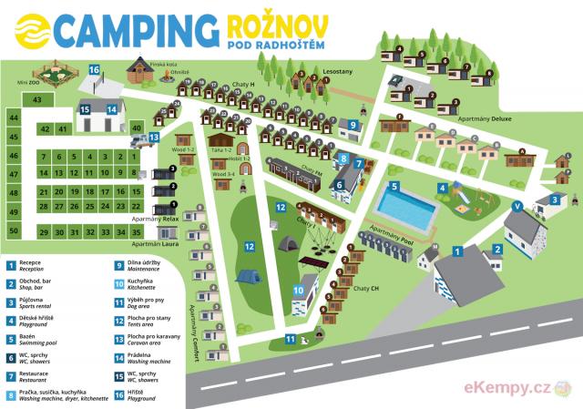 Camping Rožnov  Mapa areálu